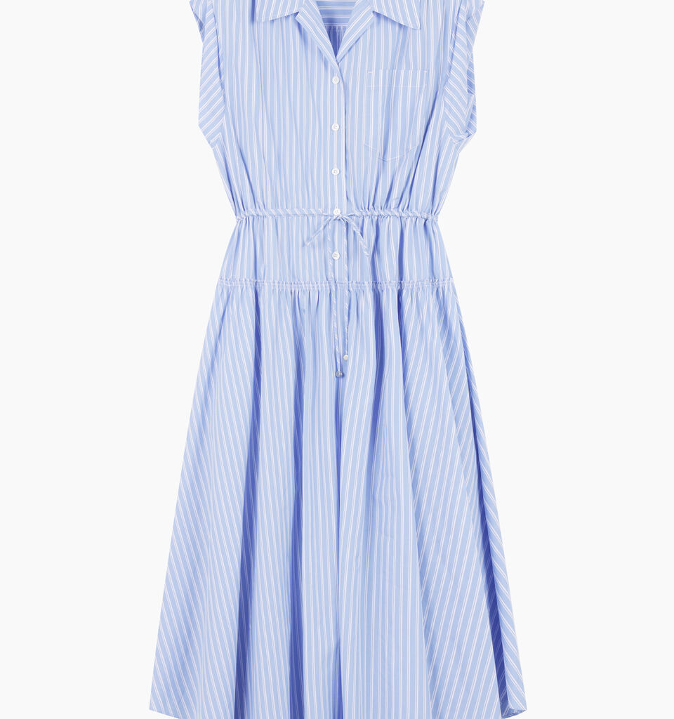 Light blue sleeveless dress with stripes - sisley k midi dresses - Light Blue | Sisley K image number 1
